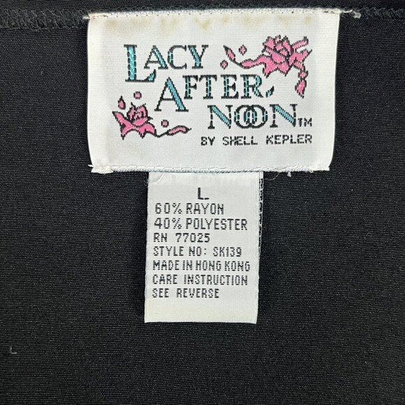 Lacy Afternoon by Shell Kepler Cardigan Black Floral Fringe Womens Large Vintage - Picture 11 of 12